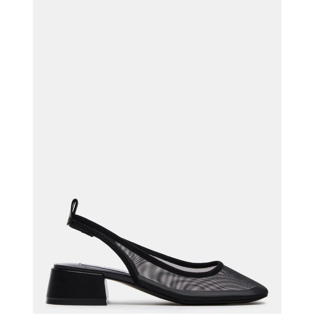 Steve Madden ballerina Square-Toe Slingback Mesh Pumps - Black Textured